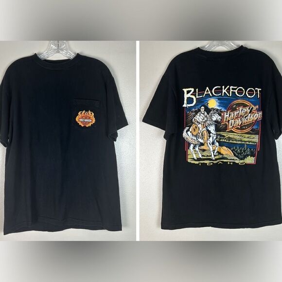 Vintage HARLEY DAVIDSON Blackfoot Idaho T shirt size large tee BEEFY T stratman - Picture 9 of 9